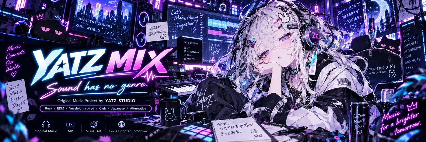 YATZ MIX — Sound has no genre. 音楽制作プロジェクトのヘッダービジュアル